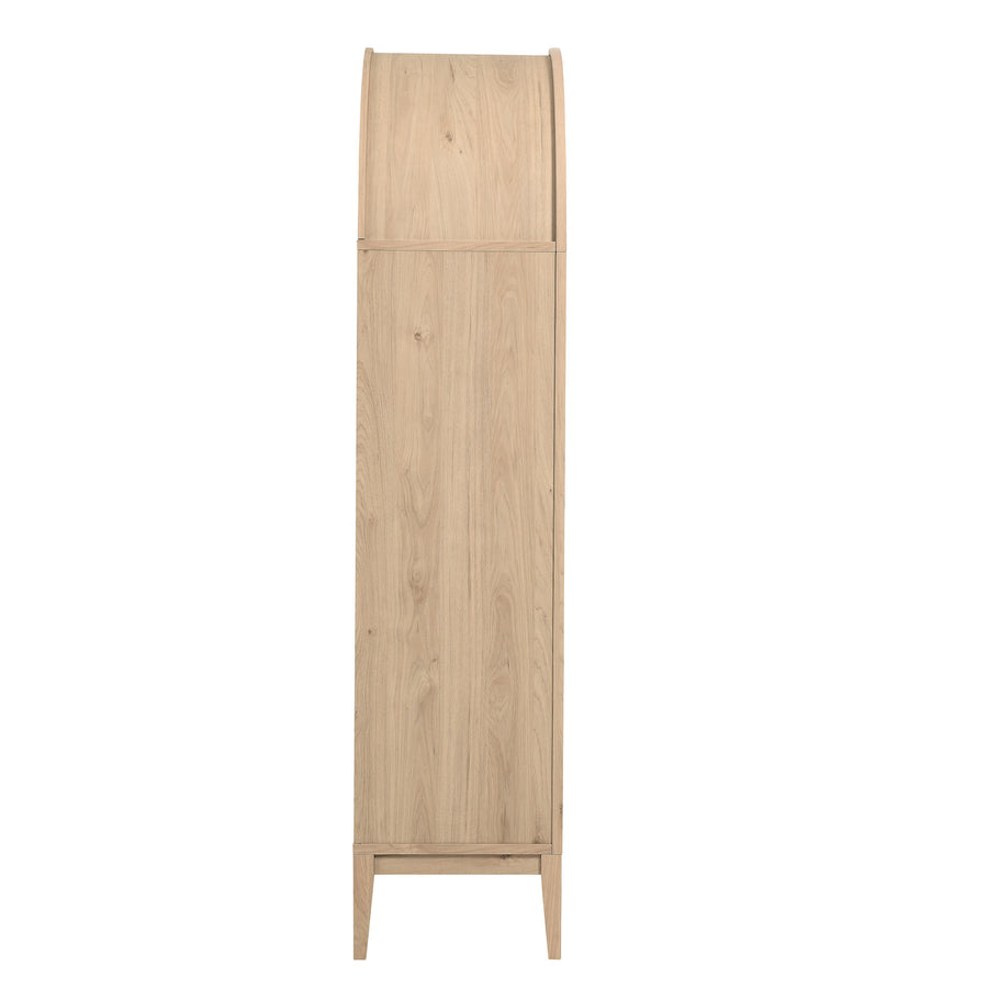 Percale 74" Tall Wide Arched Storage Display Cabinet in Light Oak