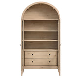 Percale 74" Tall Wide Arched Storage Display Cabinet in Light Oak