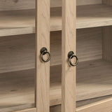Percale 74" Tall Wide Arched Storage Display Cabinet in Light Oak