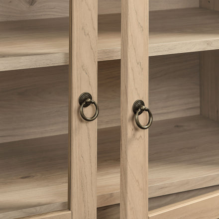 Nolan 74" Tall Wide Arched Storage Display Cabinet in Light Oak