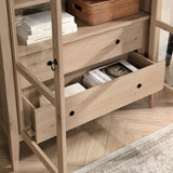 Percale 74" Tall Wide Arched Storage Display Cabinet in Light Oak