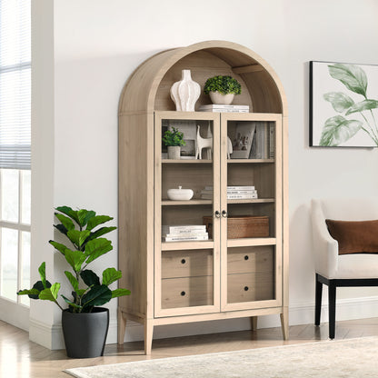 Nolan 74" Tall Wide Arched Storage Display Cabinet by Furniture For America