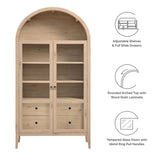 Percale 74" Tall Wide Arched Storage Display Cabinet in Light Oak