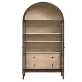 Percale 74" Tall Wide Arched Storage Display Cabinet in Walnut Light Oak