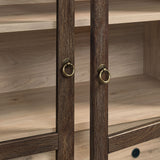 Percale 74" Tall Wide Arched Storage Display Cabinet in Walnut Light Oak