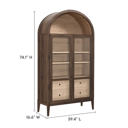 Nolan 74" Tall Wide Arched Storage Display Cabinet by Furniture For America