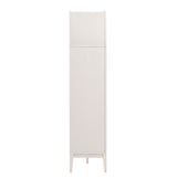 Percale 74" Tall Wide Arched Storage Display Cabinet Bookshelf in Ivory Oak