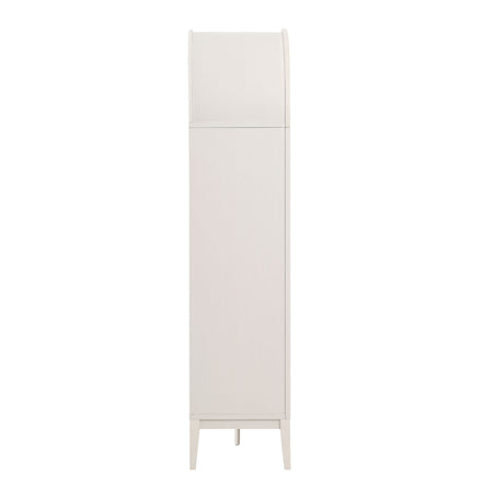 Nolan 74" Tall Wide Arched Storage Display Cabinet Bookshelf in Ivory Oak