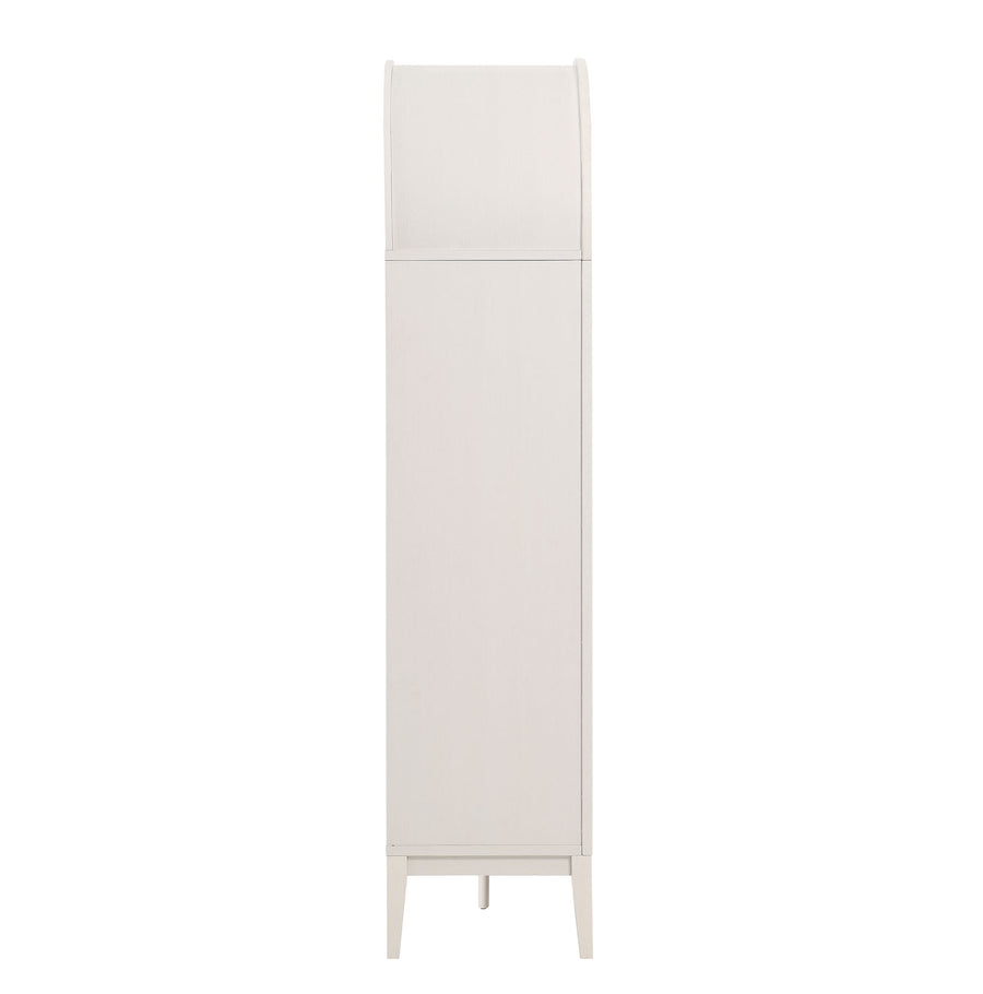 Percale 74" Tall Wide Arched Storage Display Cabinet Bookshelf in Ivory Oak