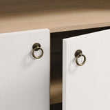 Percale 74" Tall Wide Arched Storage Display Cabinet Bookshelf in Ivory Oak