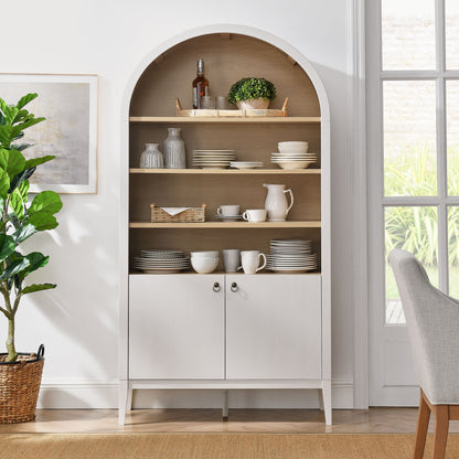 Nolan 74" Tall Wide Arched Storage Display Cabinet Bookshelf by Furniture For America