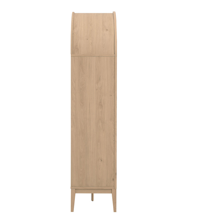 Percale 74" Tall Wide Arched Storage Display Cabinet Bookshelf in Light Oak