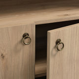 Percale 74" Tall Wide Arched Storage Display Cabinet Bookshelf in Light Oak