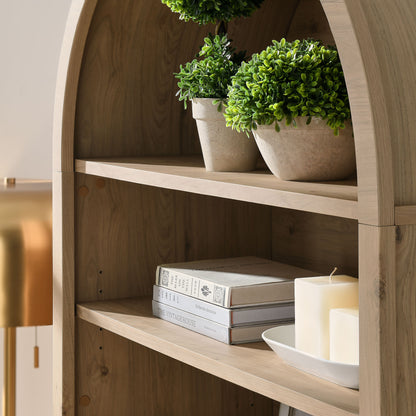 Nolan 74" Tall Wide Arched Storage Display Cabinet Bookshelf by Furniture For America