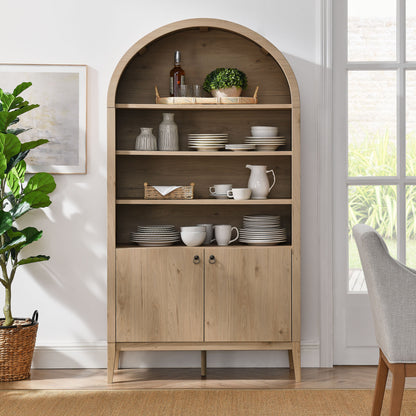 Nolan 74" Tall Wide Arched Storage Display Cabinet Bookshelf by Furniture For America