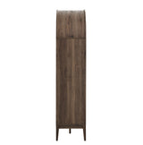 Percale 74" Tall Wide Arched Storage Display Cabinet Bookshelf in Dark Walnut