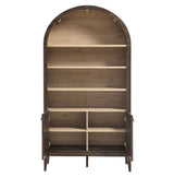 Percale 74" Tall Wide Arched Storage Display Cabinet Bookshelf in Dark Walnut