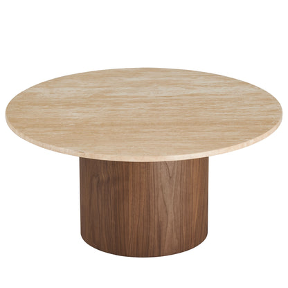 Kioni Round Travertine Coffee Table by Furniture For America