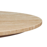 Avila Round Travertine Coffee Table in Walnut