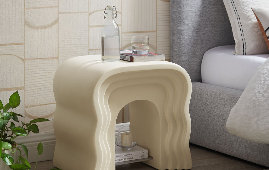 Castile Squiggle Side Table in Ivory
