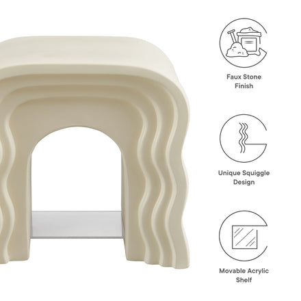 Jorin Squiggle Side Table in Ivory