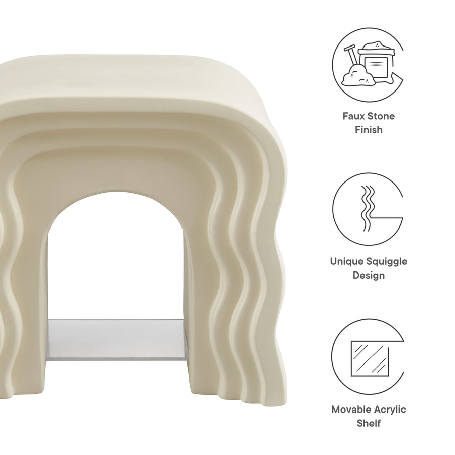 Castile Squiggle Side Table in Ivory