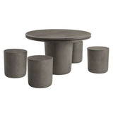 Portico Indoor - Outdoor Patio Concrete 5 Piece Dining Table Set in Gray