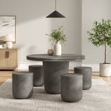 Portico Indoor - Outdoor Patio Concrete 5 Piece Dining Table Set in Gray