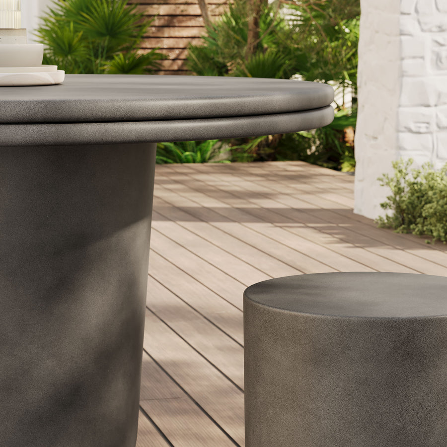 Portico Indoor - Outdoor Patio Concrete 5 Piece Dining Table Set in Gray