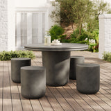 Portico Indoor - Outdoor Patio Concrete 5 Piece Dining Table Set in Gray