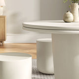 Portico Indoor - Outdoor Patio Concrete 5 Piece Dining Table Set in White