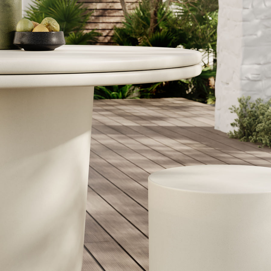 Portico Indoor - Outdoor Patio Concrete 5 Piece Dining Table Set in White