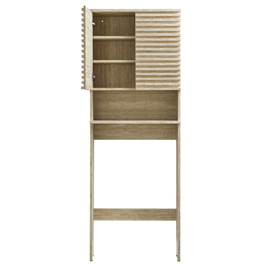 Vera Over the Toilet Faux Travertine Bathroom Storage Cabinet in Travertine