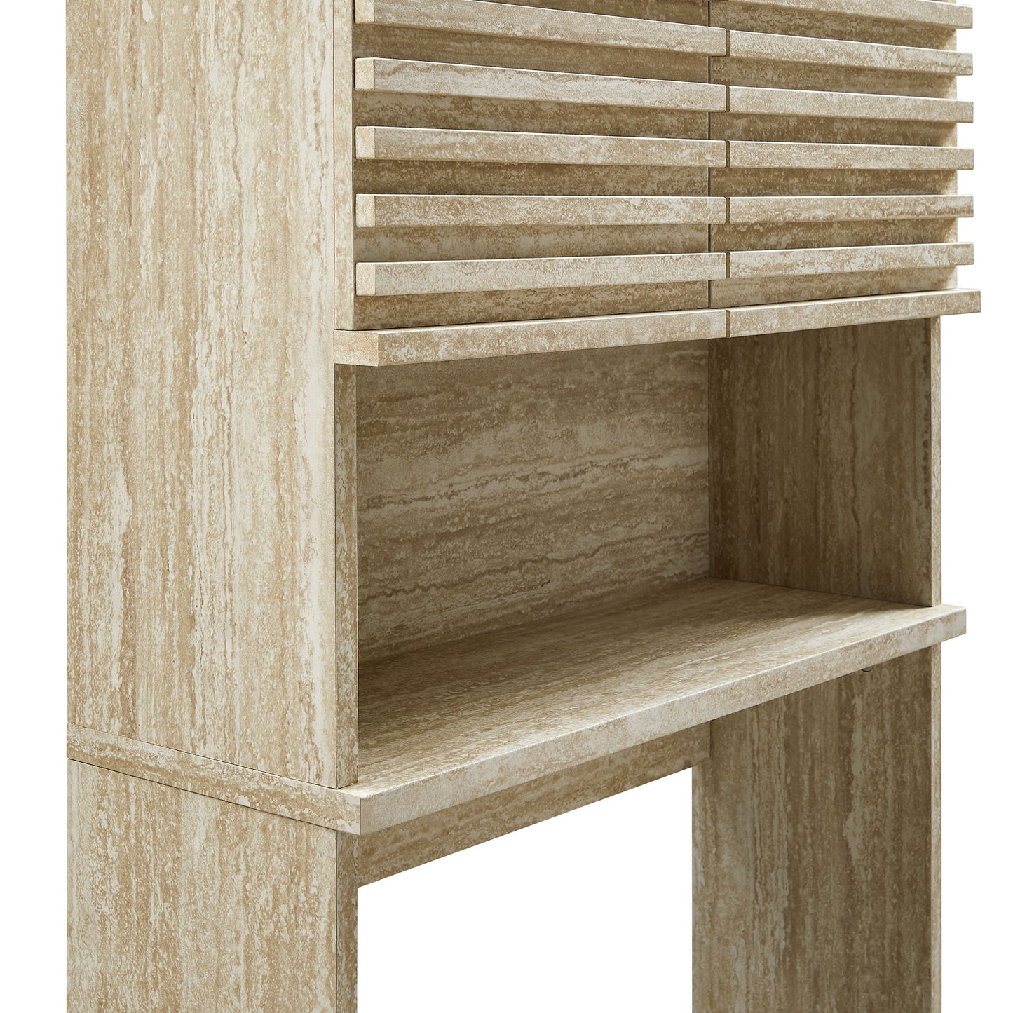Vera Over the Toilet Faux Travertine Bathroom Storage Cabinet in Travertine