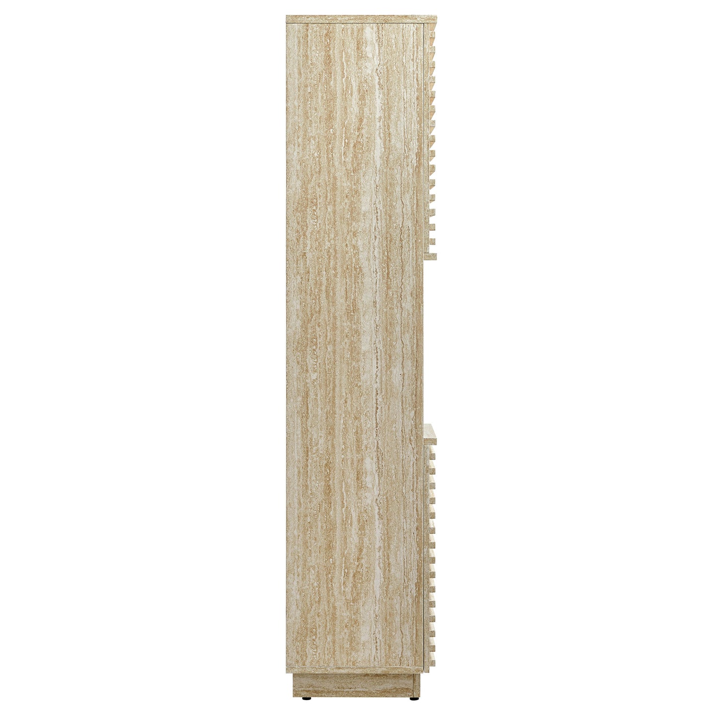 Render Tall Narrow Faux Travertine Linen Storage Cabinet by Furniture For America