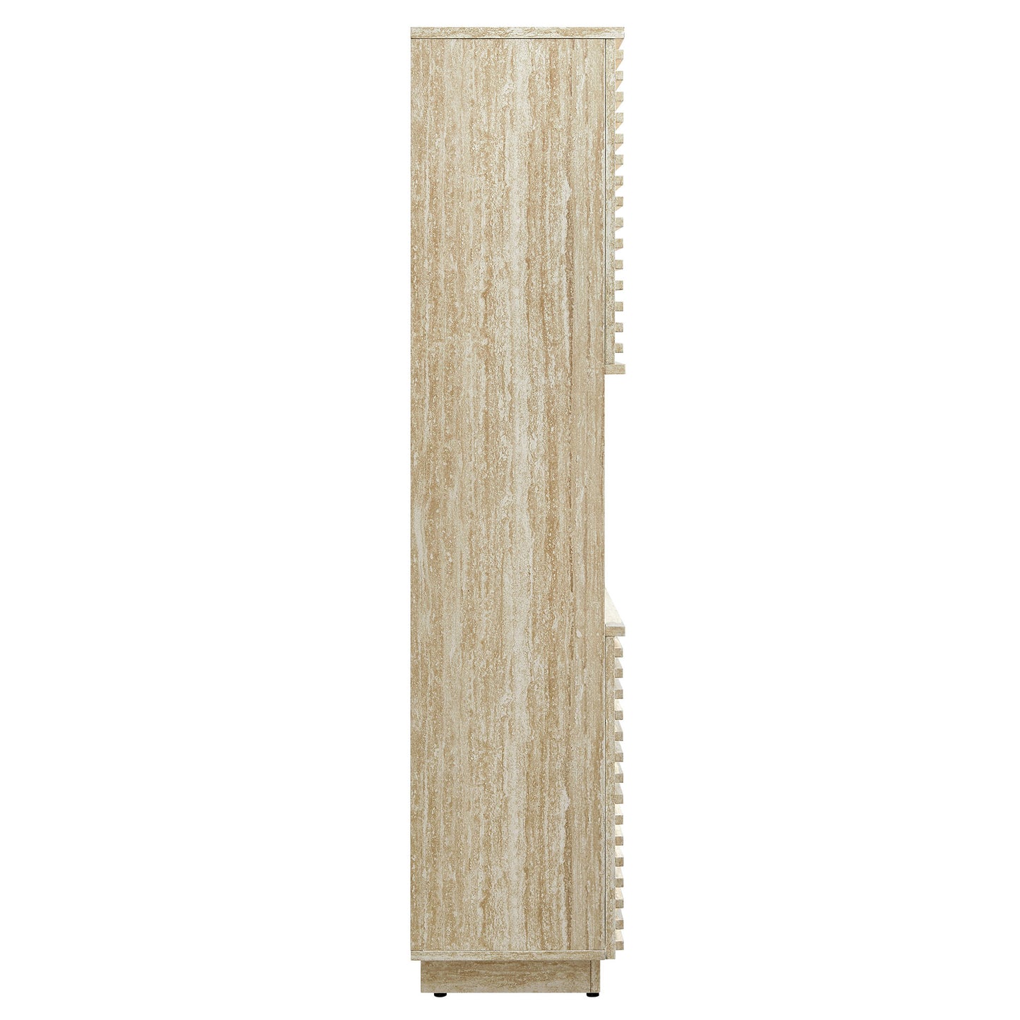 Render Tall Faux Travertine Linen Storage Cabinet by Furniture For America