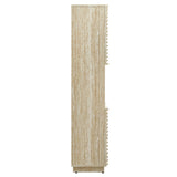 Vera Tall Faux Travertine Linen Storage Cabinet in Travertine