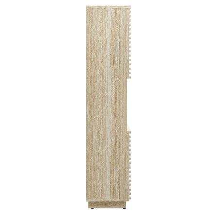Render Tall Faux Travertine Linen Storage Cabinet in Travertine