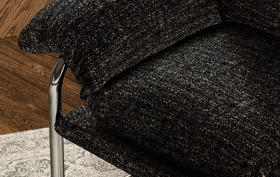 Eurus Boucle Fabric Accent Chair in Charcoal