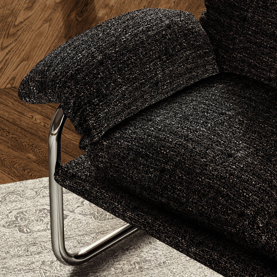 Eurus Boucle Fabric Accent Chair in Charcoal