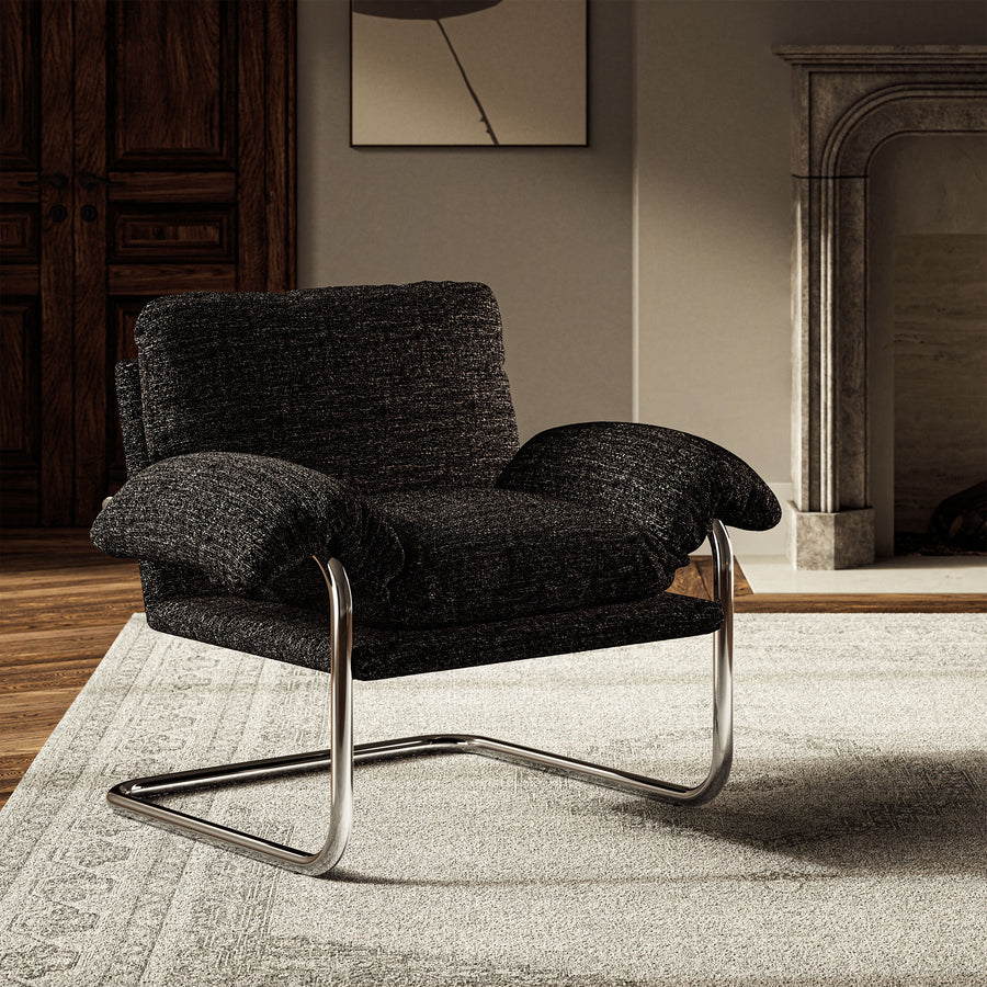 Eurus Boucle Fabric Accent Chair in Charcoal