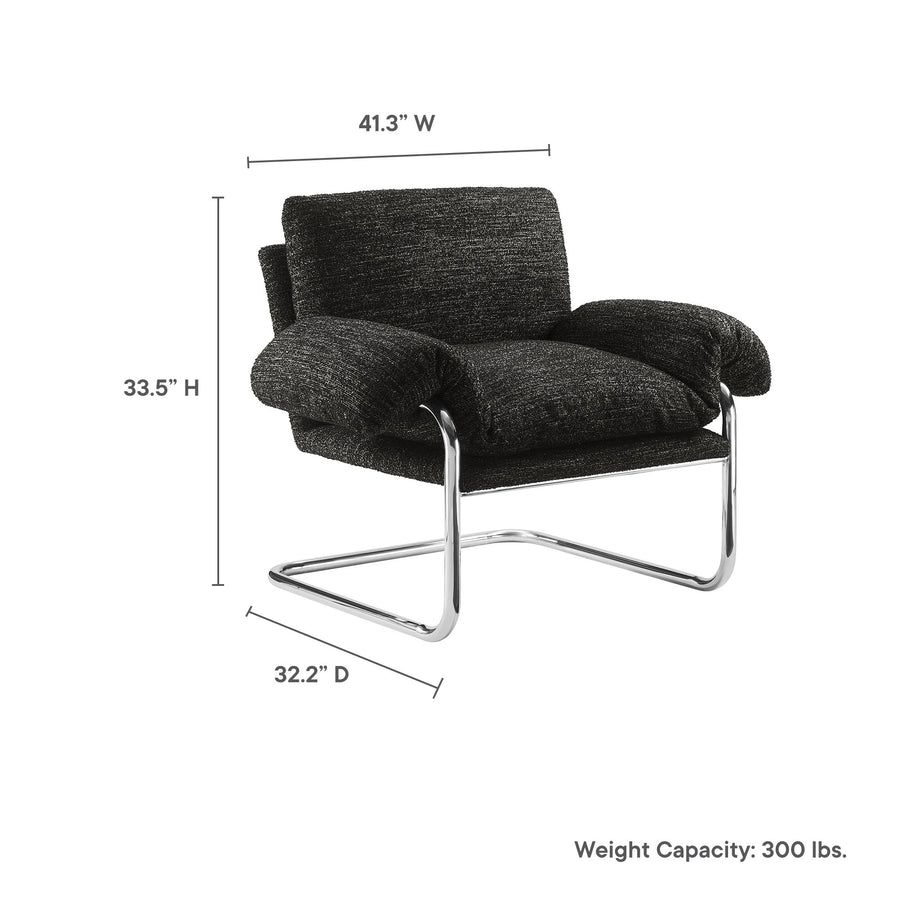 Eurus Boucle Fabric Accent Chair in Charcoal