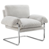 Eurus Boucle Fabric Accent Chair in Newsprint