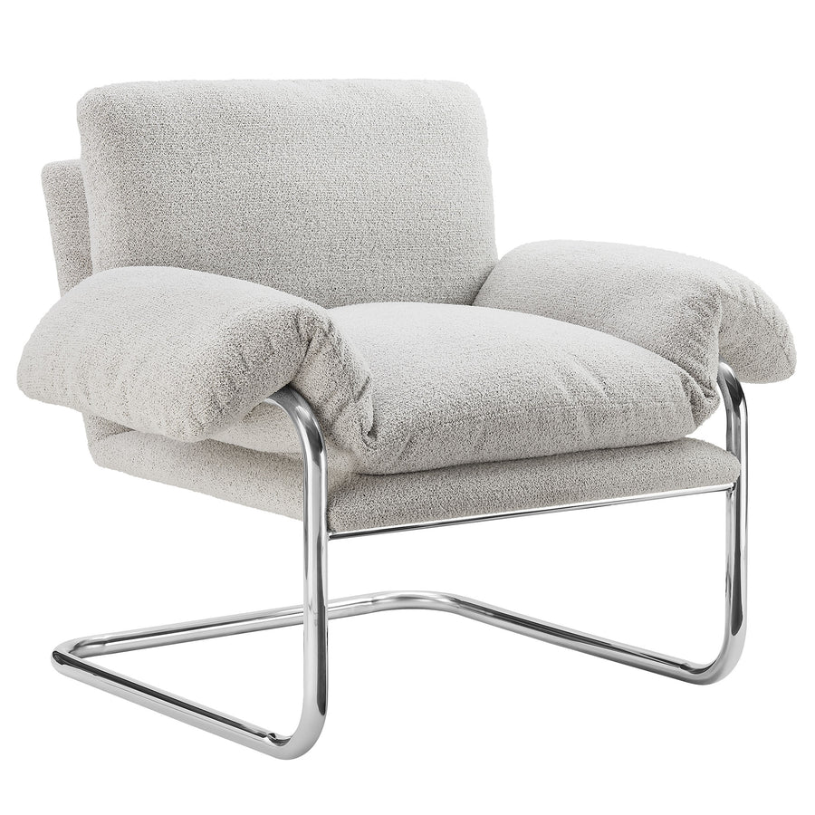 Eurus Boucle Fabric Accent Chair in Newsprint