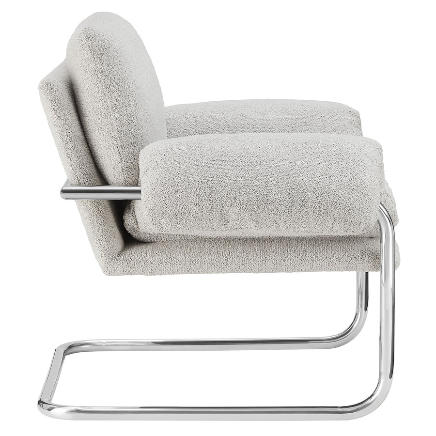Eurus Boucle Fabric Accent Chair in Newsprint