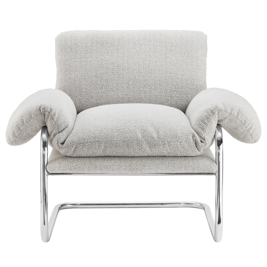 Eurus Boucle Fabric Accent Chair in Newsprint