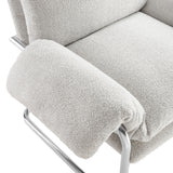 Eurus Boucle Fabric Accent Chair in Newsprint