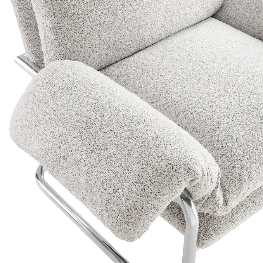 Eurus Boucle Fabric Accent Chair in Newsprint