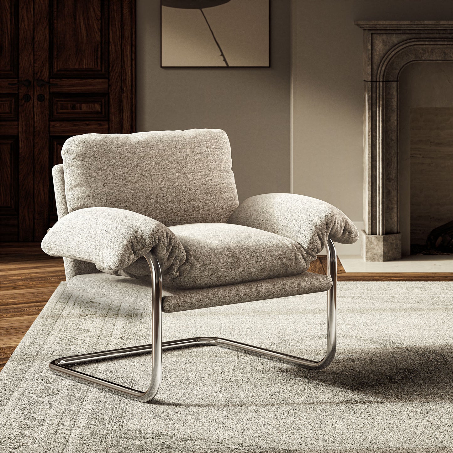 Ansel Boucle Fabric Accent Chair by Furniture For America