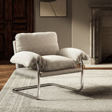 Eurus Boucle Fabric Accent Chair in Newsprint